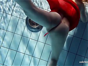 scorching blond Lucie French nubile in the pool